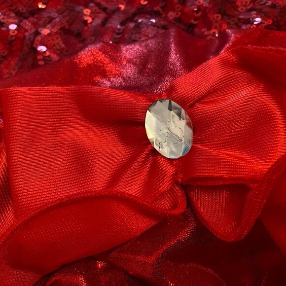 STUNNING CURTAIN CALL 2PC LEOTARD AND HAT RHINESTONE SEQUIN HOLIDAY SET MEDIUM - Picture 7 of 7